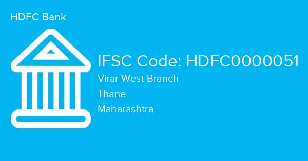 HDFC Bank, Virar West Branch IFSC Code - HDFC0000051