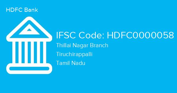 HDFC Bank, Thillai Nagar Branch IFSC Code - HDFC0000058