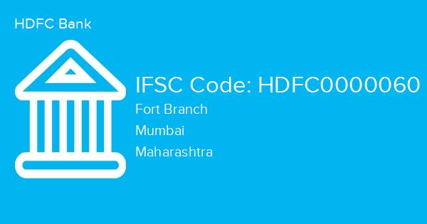 HDFC Bank, Fort Branch IFSC Code - HDFC0000060