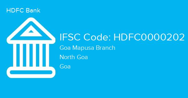 HDFC Bank, Goa Mapusa Branch IFSC Code - HDFC0000202