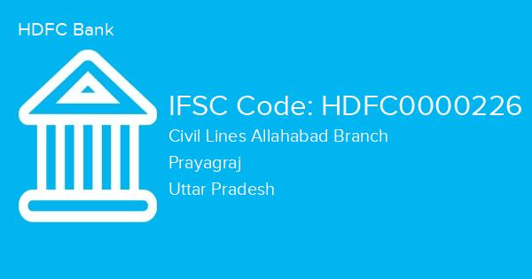 HDFC Bank, Civil Lines Allahabad Branch IFSC Code - HDFC0000226