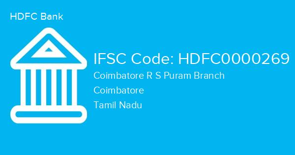 HDFC Bank, Coimbatore R S Puram Branch IFSC Code - HDFC0000269