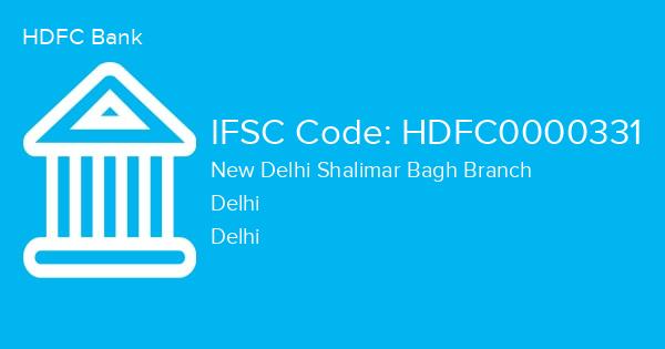 HDFC Bank, New Delhi Shalimar Bagh Branch IFSC Code - HDFC0000331
