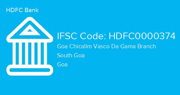 HDFC Bank, Goa Chicalim Vasco Da Gama Branch IFSC Code - HDFC0000374