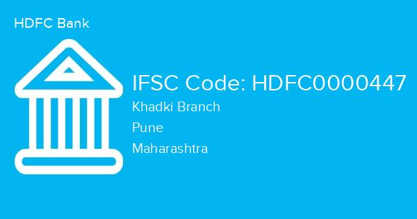 HDFC Bank, Khadki Branch IFSC Code - HDFC0000447