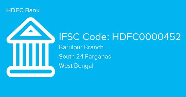 HDFC Bank, Baruipur Branch IFSC Code - HDFC0000452