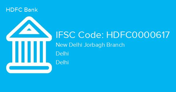 HDFC Bank, New Delhi Jorbagh Branch IFSC Code - HDFC0000617