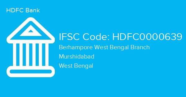 HDFC Bank, Berhampore West Bengal Branch IFSC Code - HDFC0000639