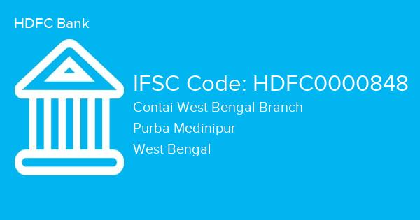 HDFC Bank, Contai West Bengal Branch IFSC Code - HDFC0000848