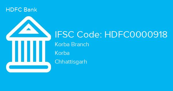 HDFC Bank, Korba Branch IFSC Code - HDFC0000918