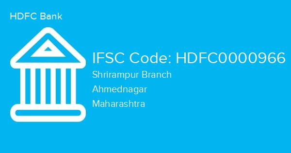 HDFC Bank, Shrirampur Branch IFSC Code - HDFC0000966