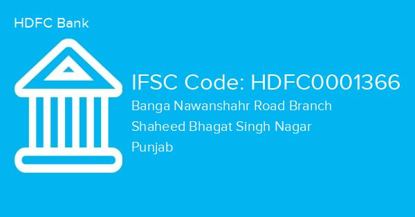 HDFC Bank, Banga Nawanshahr Road Branch IFSC Code - HDFC0001366
