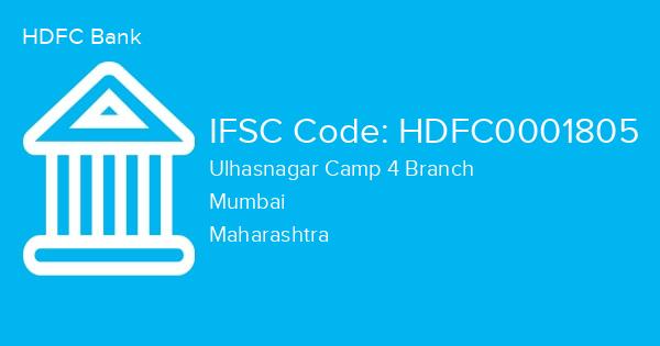 HDFC Bank, Ulhasnagar Camp 4 Branch IFSC Code - HDFC0001805