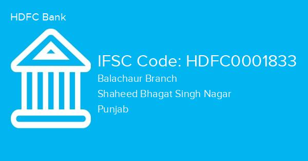 HDFC Bank, Balachaur Branch IFSC Code - HDFC0001833