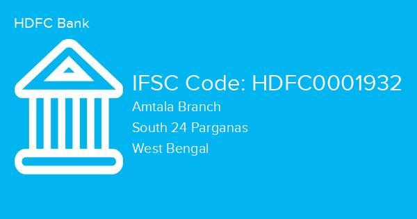 HDFC Bank, Amtala Branch IFSC Code - HDFC0001932