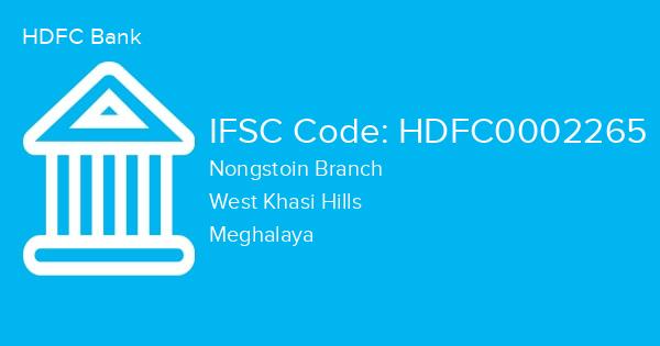 HDFC Bank, Nongstoin Branch IFSC Code - HDFC0002265