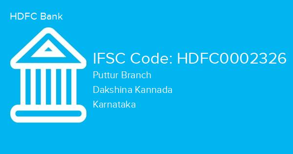HDFC Bank, Puttur Branch IFSC Code - HDFC0002326