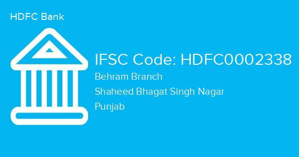 HDFC Bank, Behram Branch IFSC Code - HDFC0002338