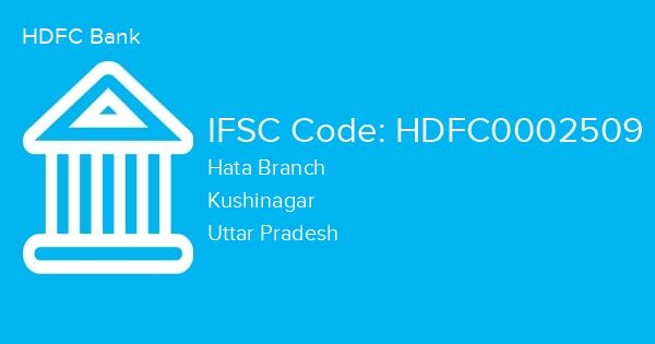 HDFC Bank, Hata Branch IFSC Code - HDFC0002509