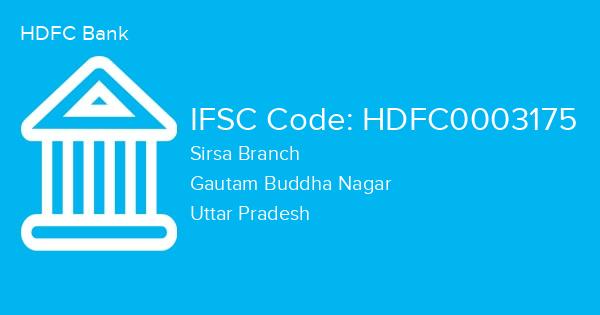 HDFC Bank, Sirsa Branch IFSC Code - HDFC0003175
