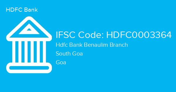 HDFC Bank, Hdfc Bank Benaulim Branch IFSC Code - HDFC0003364