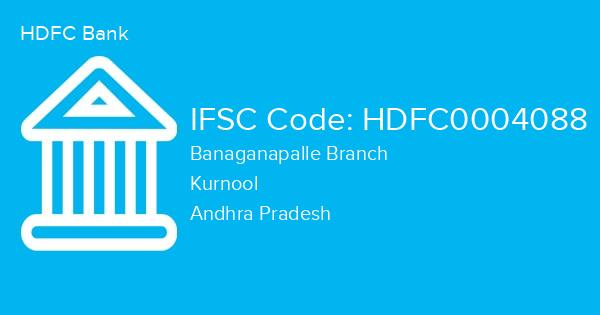 HDFC Bank, Banaganapalle Branch IFSC Code - HDFC0004088