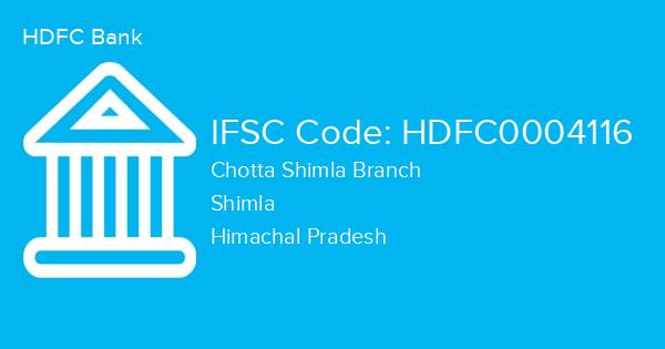 HDFC Bank, Chotta Shimla Branch IFSC Code - HDFC0004116