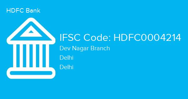HDFC Bank, Dev Nagar Branch IFSC Code - HDFC0004214