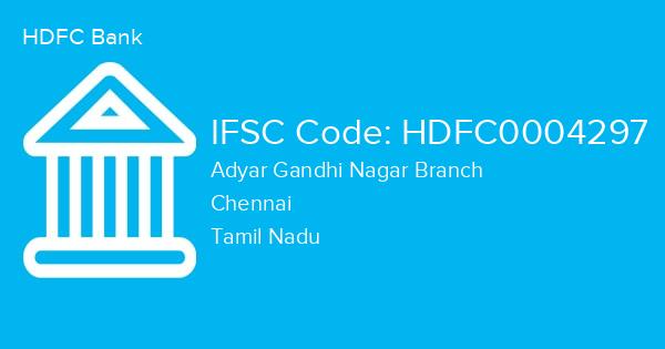 HDFC Bank, Adyar Gandhi Nagar Branch IFSC Code - HDFC0004297