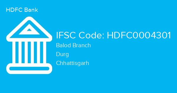 HDFC Bank, Balod Branch IFSC Code - HDFC0004301