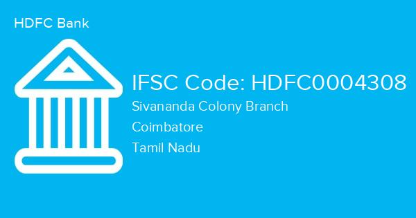 HDFC Bank, Sivananda Colony Branch IFSC Code - HDFC0004308