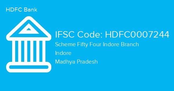 HDFC Bank, Scheme Fifty Four Indore Branch IFSC Code - HDFC0007244