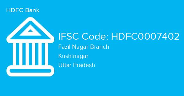 HDFC Bank, Fazil Nagar Branch IFSC Code - HDFC0007402