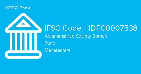 HDFC Bank, Abhimanshree Society Branch IFSC Code - HDFC0007538