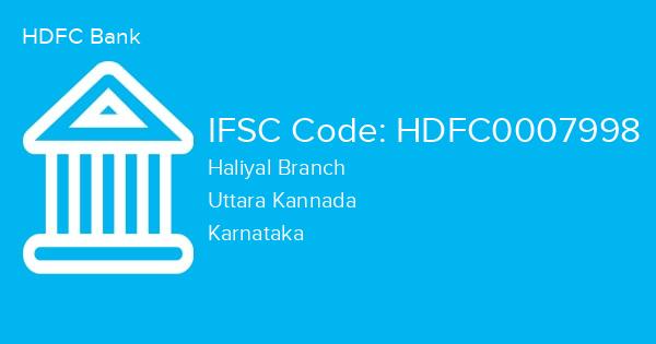 HDFC Bank, Haliyal Branch IFSC Code - HDFC0007998