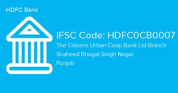 HDFC Bank, The Citizens Urban Coop Bank Ltd Branch IFSC Code - HDFC0CB0007