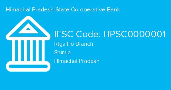 Himachal Pradesh State Co operative Bank, Rtgs Ho Branch IFSC Code - HPSC0000001