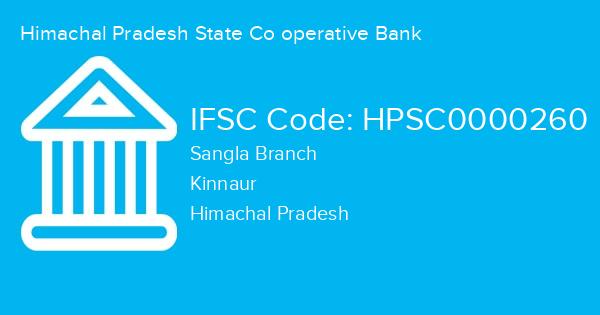 Himachal Pradesh State Co operative Bank, Sangla Branch IFSC Code - HPSC0000260