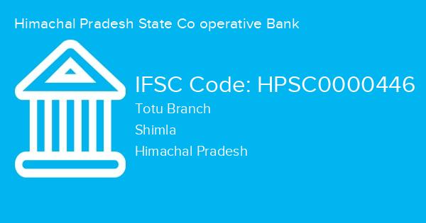 Himachal Pradesh State Co operative Bank, Totu Branch IFSC Code - HPSC0000446