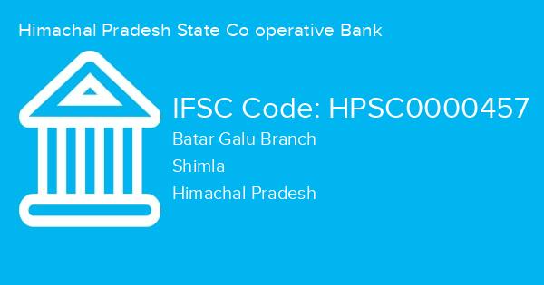 Himachal Pradesh State Co operative Bank, Batar Galu Branch IFSC Code - HPSC0000457