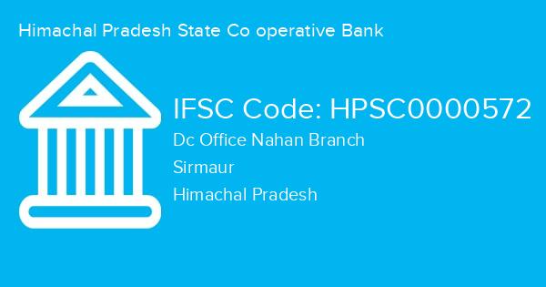 Himachal Pradesh State Co operative Bank, Dc Office Nahan Branch IFSC Code - HPSC0000572