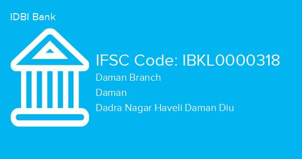 IDBI Bank, Daman Branch IFSC Code - IBKL0000318