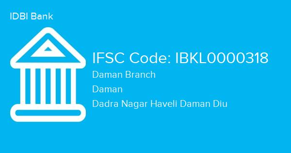 IDBI Bank, Daman Branch IFSC Code - IBKL0000318