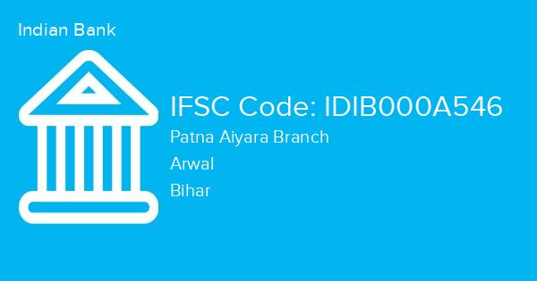 Indian Bank, Patna Aiyara Branch IFSC Code - IDIB000A546