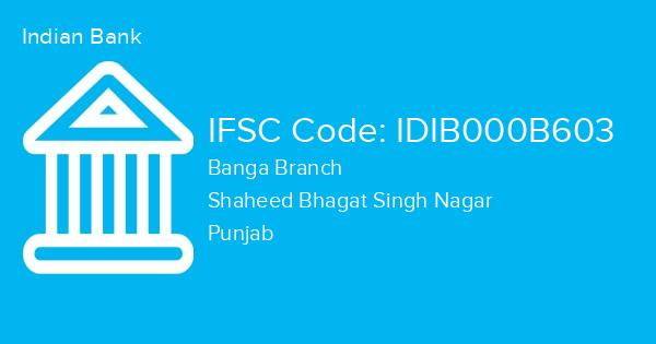 Indian Bank, Banga Branch IFSC Code - IDIB000B603