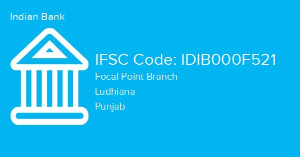 Indian Bank, Focal Point Branch IFSC Code - IDIB000F521