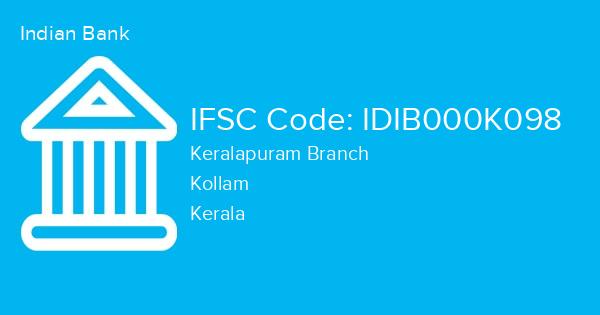 Indian Bank, Keralapuram Branch IFSC Code - IDIB000K098