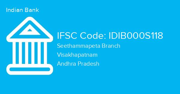 Indian Bank, Seethammapeta Branch IFSC Code - IDIB000S118