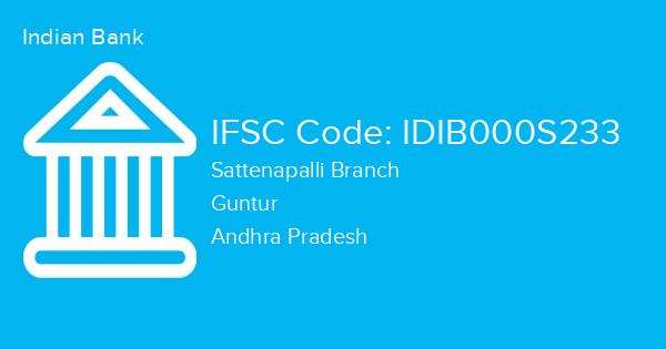 Indian Bank, Sattenapalli Branch IFSC Code - IDIB000S233