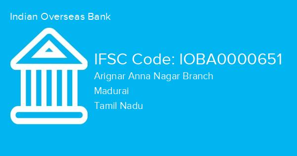 Indian Overseas Bank, Arignar Anna Nagar Branch IFSC Code - IOBA0000651